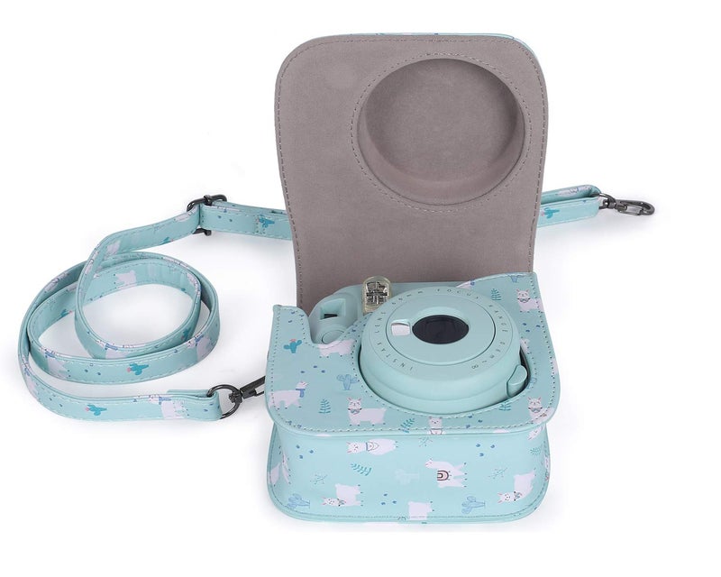Phetium Instant mini 12 Camera Protective Case Compatible with Instax Mini 12 11,PU Leather Bag with Pocket and Adjustable Shoulder Strap (Alpaca Blue) - Image 3